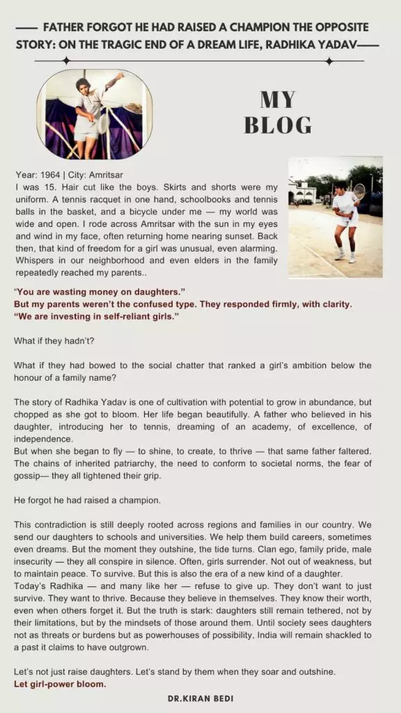 Father forgot he had raised a champion The Opposite Story: On the Tragic End of a Dream Life, Radhika Yadav.