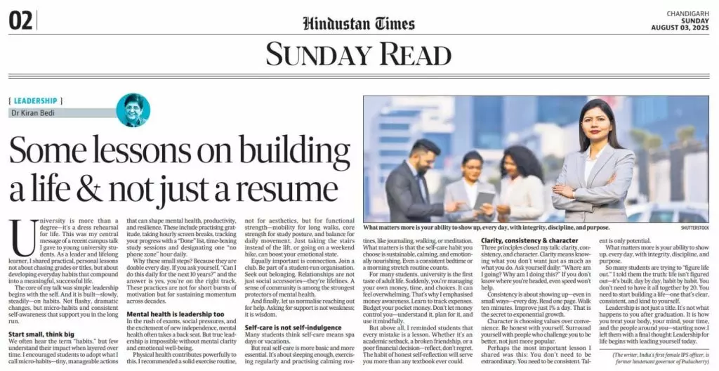 Leadership- Some lessons for building a life & not just a resume