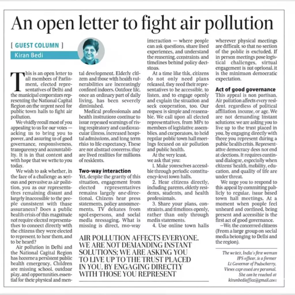 Guest Column| An open letter to fight air pollution