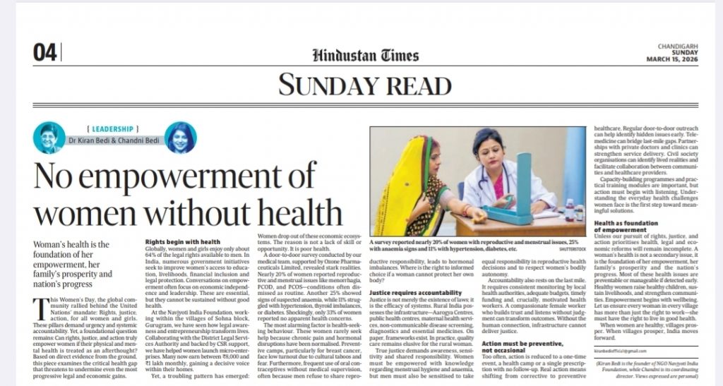Leadership-No women’s empowerment without health- Dr Kiran Bedi &Chandni Bedi